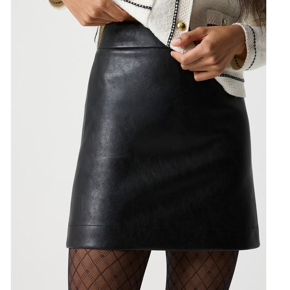 J Crew Women’s 4 Mini Skirt Faux Vegan Leather High Rise A Line Back Zip Lined